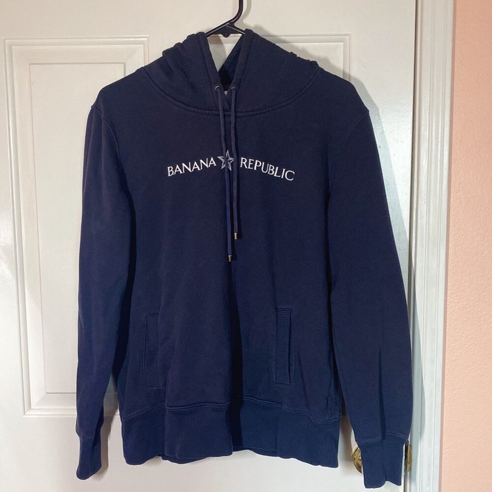 Banana Republic Black Long Sleeve Pullover Jacket Hoodie Front Pockets | XL